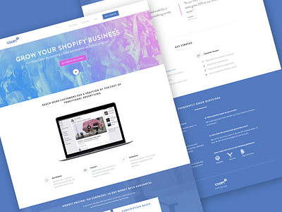 Coopt Homepage blue homepage layout macbook marketing site shopify website