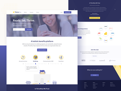 ThrivePass home clean health home homepage product design purple thrivepass ui web design web illustration wellness