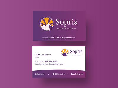 Sopris Health and Wellness Business Cards brand branding business card business cards identity letterhead logo mountain sun type typography