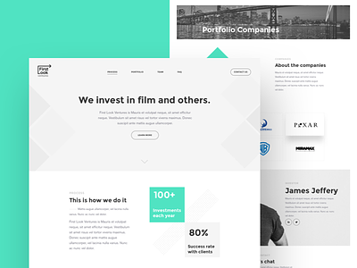 FirstLook Ventures web exploration brand clean design film first look homepage identity marketing site ui web white