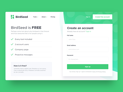 BirdSeed Pricing Page