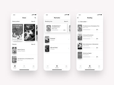 Book subscription app wireframes