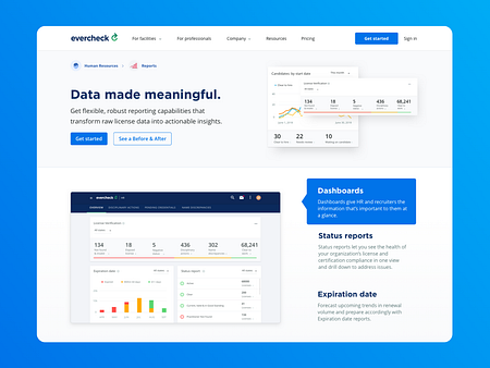 EerCheck dashboards marketing website page by Alex Lauderdale on Dribbble