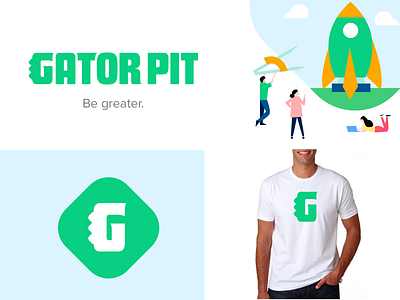 Gator Pit logo alligator brand branding fun g green high school illustrative kids light logo logos rocker simple