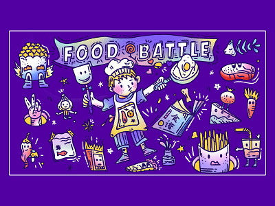 Food battle illustration