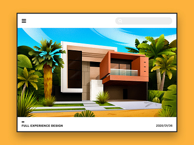 A beautiful villa design illustration web