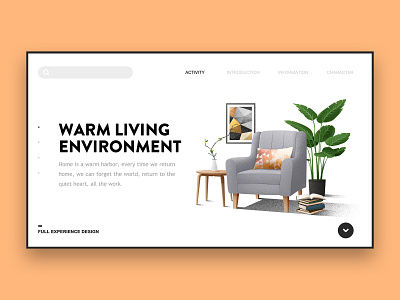 Warm living environment design illustration ui web