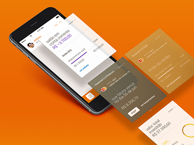 Itaú app bank banking cards credit card financial flat interface ios itaú simplicity ui