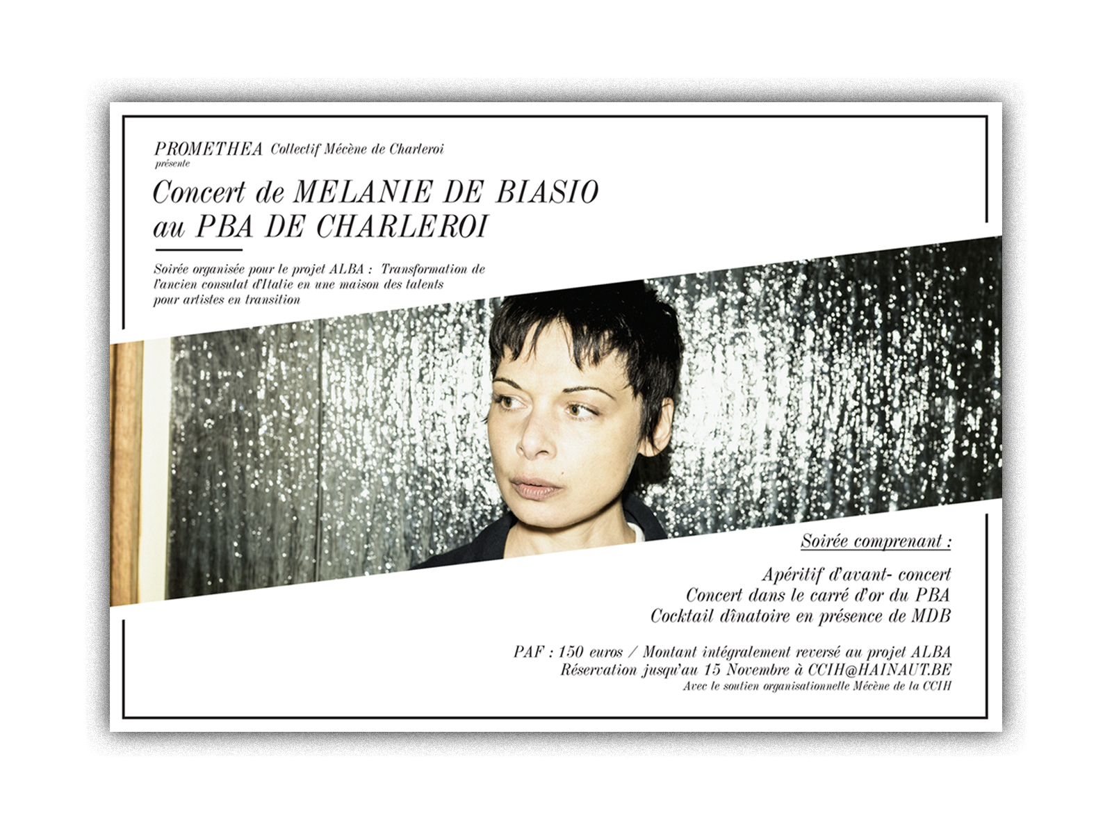 Melanie De Biasio x Alba Project Invite artist belgium biasio black de graphic illustration invite invite design melanie music white