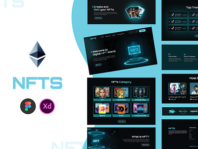 NFT Web Template Design | NFTS bitcoin blockchain business crypto crypto currency currency cyoam digital currency ethereum home page logo minimal nft nfts online currency token ui web web template website