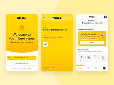 Fitness & Home Workout · App Concept 💪🏼 app cardio concept design exercise fitness gradients home quarantine routine sport ui webdesign workout