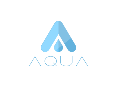 Aqua a aqua blue brand branding drop font letter logo modern thin water