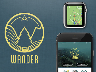 Wander: Social Hiking App app apple watch hiking interface motion graphics smart watch uiux