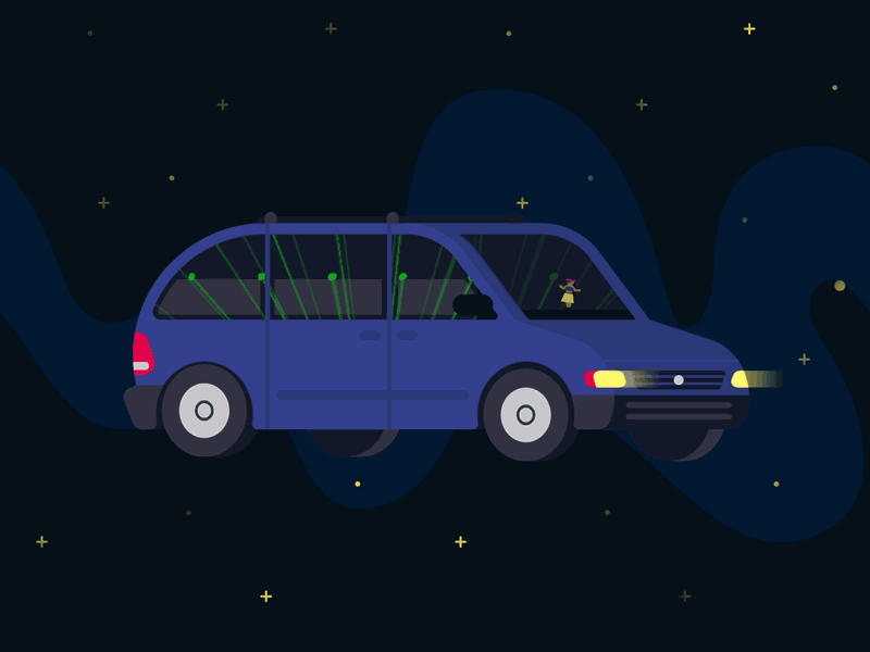 Cosmic Van animated cosmic flat gif lasers loop minivan motion space van