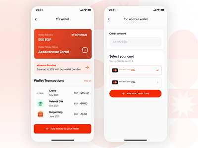elmenus - New Wallet Page branding design illustration logo ui ui ux ui design uidesign uiux user experience