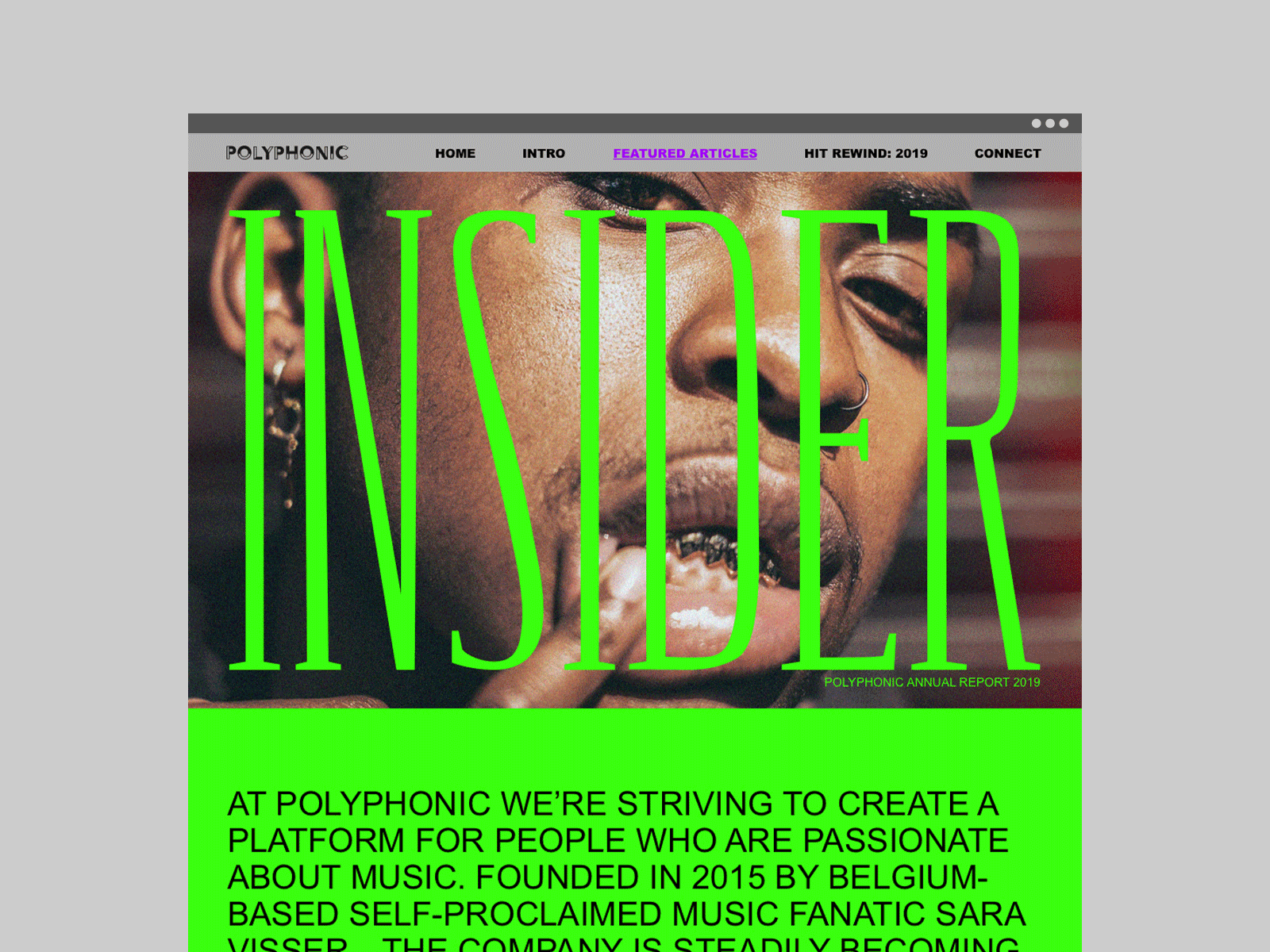 INSIDER Homepage artdirection branding branding and identity colours design art graphic design music music streaming typography ui underground ux web web design website design