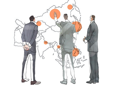 Businessman’s Meeting businessman illustration map meeting