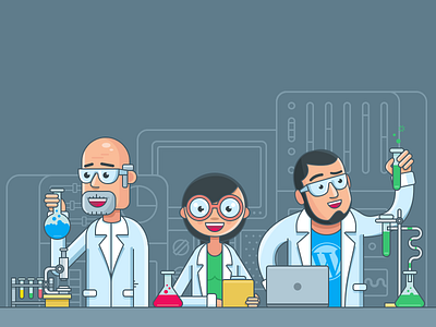 WordPress Lab character development illustration lab outline people research science scientist wordpress