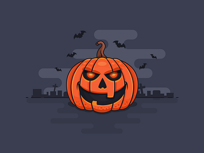 Halloween bat halloween holiday illustration jack outline pumpkin scary spooky treat trick