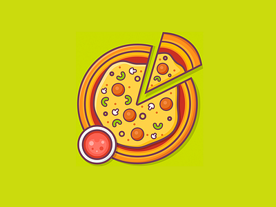 Pizza cheese fast food icon illustration outline pizza slice tasty toping