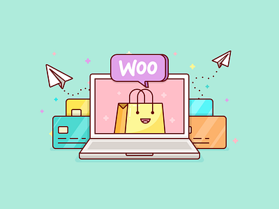 Woocommerce Payments Addon addon card checkout commerce credit illustration laptop payment shopping store transaction woo