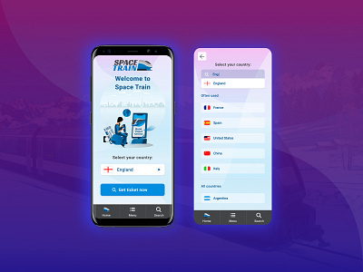 SPACE TRAIN - mobile app for book train tickets online.