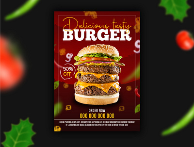Restaurant fast food burger flyer design template branding burger business card design creative design flyer sport