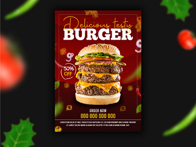 Restaurant fast food burger flyer design template