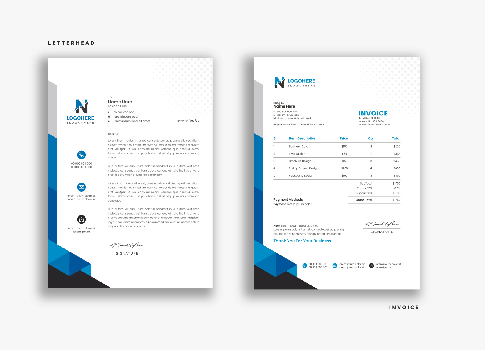 Invoice with Letterhead by KAMAL HOSEN on Dribbble