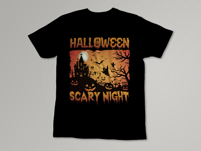 Halloween scary night T-shirt design. isolated