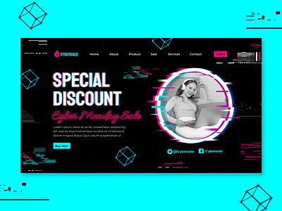 Cyber Monday Landing Page Design branding cyber monday dark glitch graphic design landing page ui web