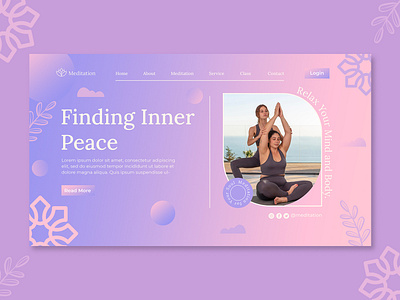 Yoga & Meditation Landing Page branding design graphic design landing page meditation purple ui web design yoga