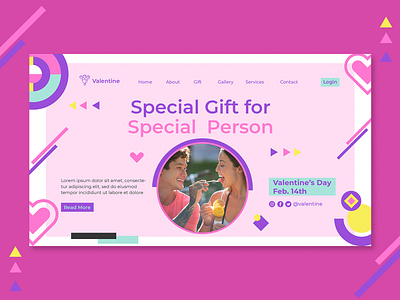 Happy Vallentine Day Landing Page branding girl graphic design happy vallentines day landing page love pink sweet ui vallentine web design