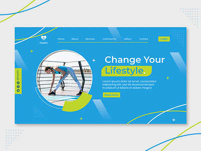 Landing Page Concept For Health/ Lifestyle blue branding graphic design health landing page lifestyle sport ui web design