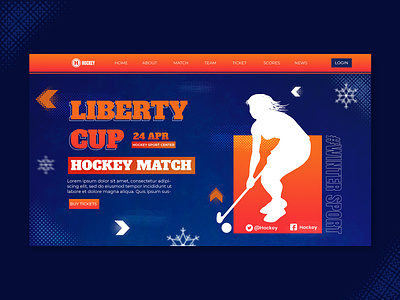 Landing Page Template Hockey Sport branding graphic design hockey ice hockey illustration landing page sport ui web design winter