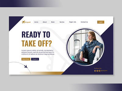 Landing Page Template Airport airport branding graphic design illustration landing page plane ui web design