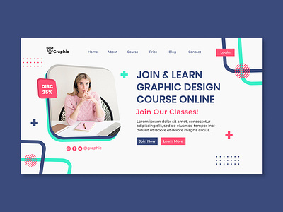 Landing Page Template E-Learning branding class e course e learning graphic design illustration landing page ui web design