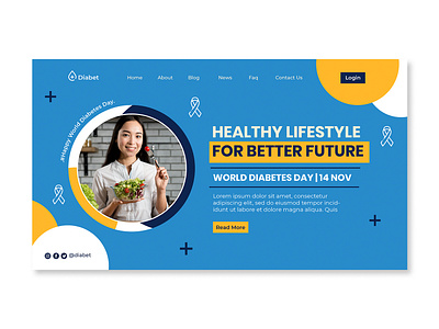 Landing Page Template World Diabetes Day branding event graphic design health illustration landing page ui vegan web design world diabetes day