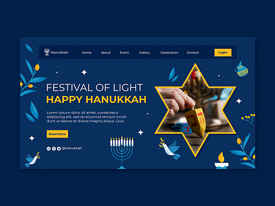 Landing Page Template Hanukkah branding event graphic design hanukkah illustration landing page religion ui web design