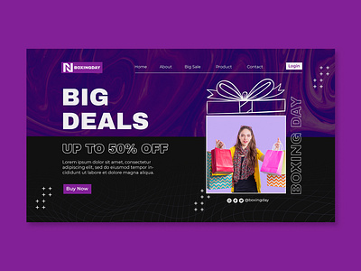 Landing Page Template Boxing Day boxing day branding christmas event graphic design illustration landing page new year ui web design