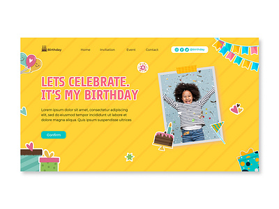 Landing Page Template Brithday branding brithday design graphic design illustration landing page ui ux web design