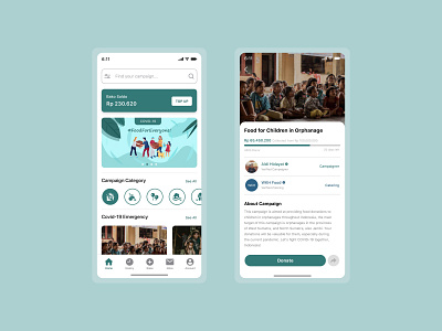Food Donation Mobile App adobe xd app crowdfunding crowdfunding campaign donate donation food food donation app green mobile ui design uiux ux design
