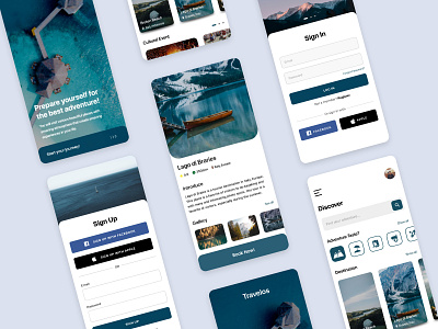 Travel Mobile App Concept adobe xd app blue clean design clean ui darkblue home page landing page mobile mobile app sign in sign up travel travelapp ui ui ux ui design