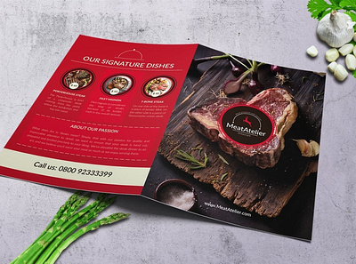 Meat Atelier bifold bifold bifold brochure design branding design graphic illustration meat atelier bifold minimal typography ui ux