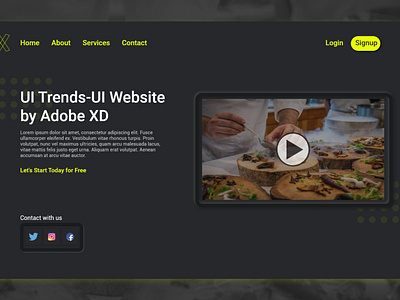 Dark Theme Website Design - Adobe XD