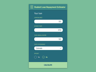 Daily UI :: 004 :: Calculator calculator dailyui loan calculator student loans ui ui elements web design