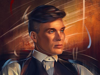 Tommy Shelby actor artist digital portrait drawing illustration painting peaky blinders portrait tommy shelby