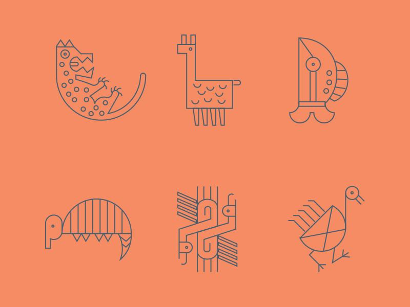 Fauna Precolombina images vector animals colombia symbols icons