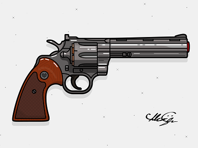 Revolver gun illustration line metal pistol revolver shoottokill wood