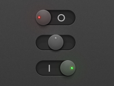 iOS Switch dark element interface ios ipad iphone knob light lightswitch switch ui user